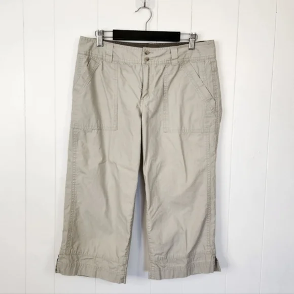 Columbia Beige Cotton Cropped Mid Rise Wide Leg Crop Hiking Capri Summer Travel - Picture 9 of 9